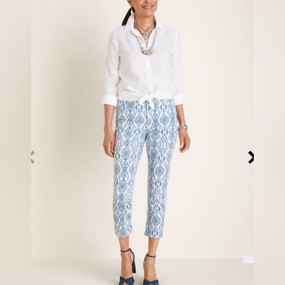 Chicos so Slimming Diamond-Print Girlfriend Crops 3 or XL - Picture 1 of 13